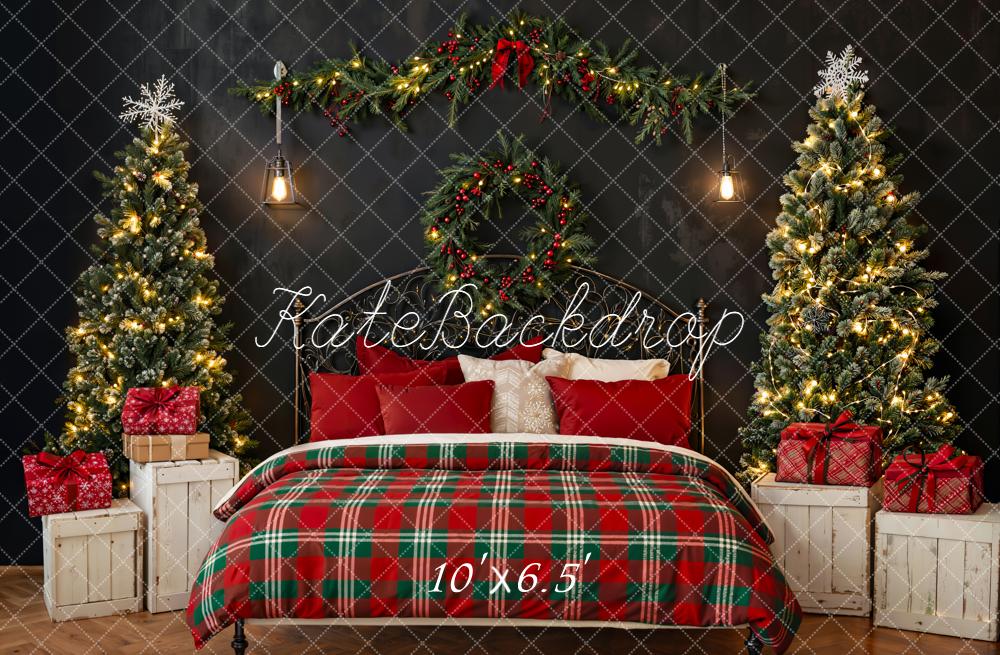 Kate Christmas Bedroom Wreath Trees Fleece Backdrop Designed by Emetselch -UK