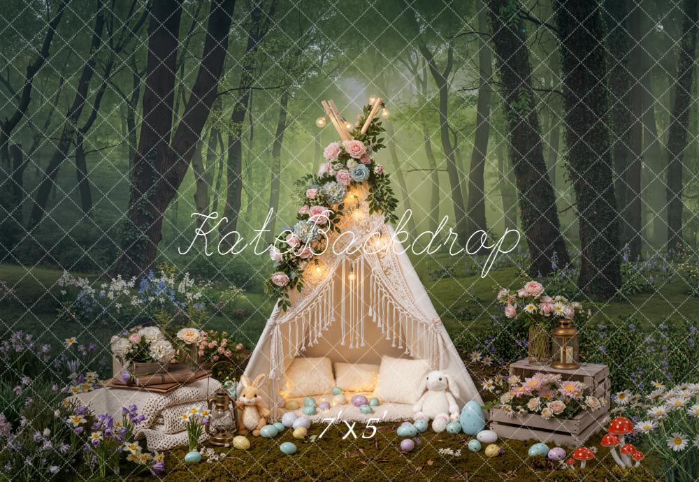Kate Easter Bunny Tent Eggs Forest Backdrop Designed by Emetselch