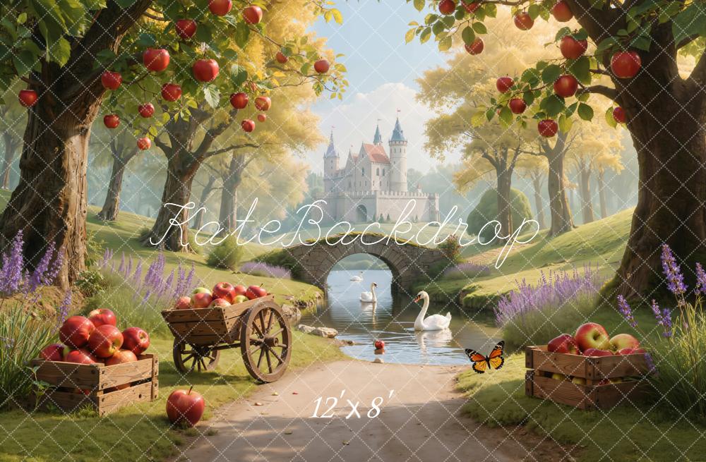 Kate Fairy Fantasy Castle Apple Trees Fleece Backdrop Designed by Emetselch -UK