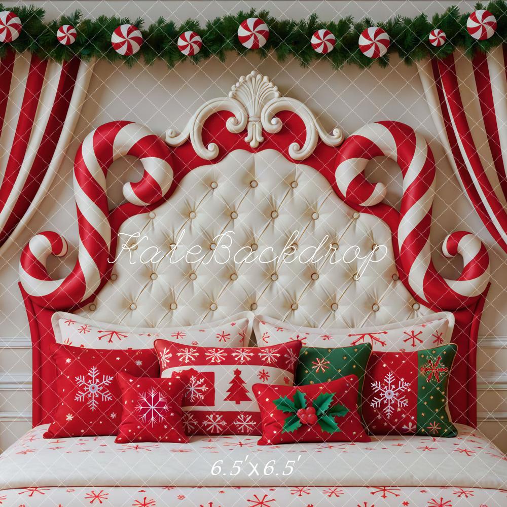 Kate Christmas Headboard Candy Cane Curtain Backdrop Designed by Mini MakeBelieve -UK