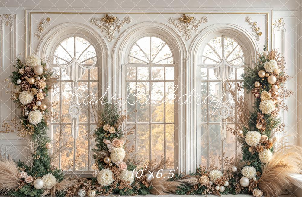 Kate Floral Arch Christmas Ornaments Window Fleece Backdrop Designed by Emetselch -UK