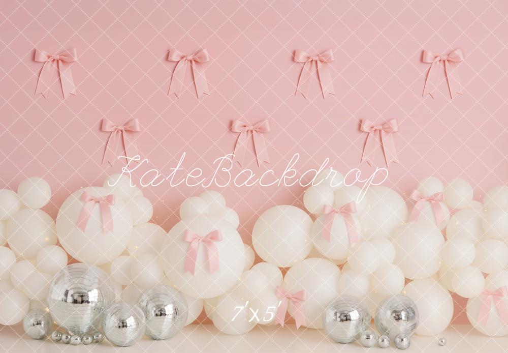 Kate Pink Wall Bows White Balloons Backdrop Designed by Patty Robert -UK