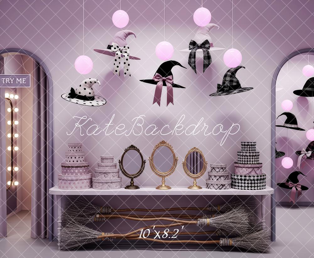 Kate Halloween Witch Hats Brooms Mirrors Backdrop Designed by Patty Robert