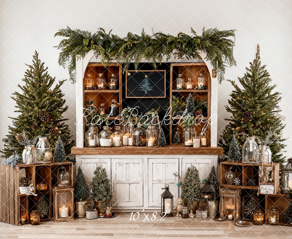 Kate Christmas Trees Lanterns Wooden Cabinet Backdrop Designed by Emetselch -UK