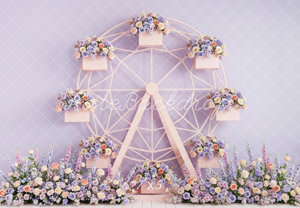 Kate Ferris Wheel Floral Pastel Backdrop Designed by Patty Robert