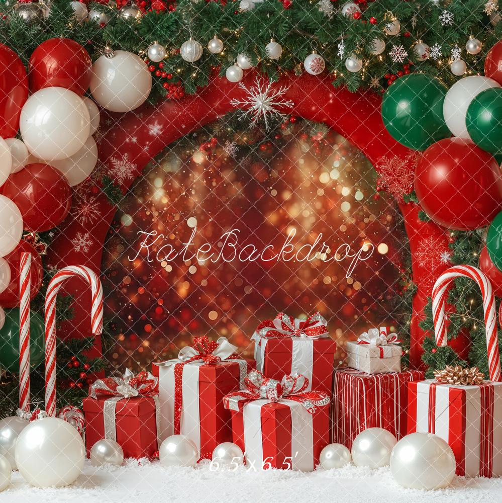 Kate Christmas Bokeh Balloons Gifs Candy Canes Backdrop Designed by Emetselch -UK