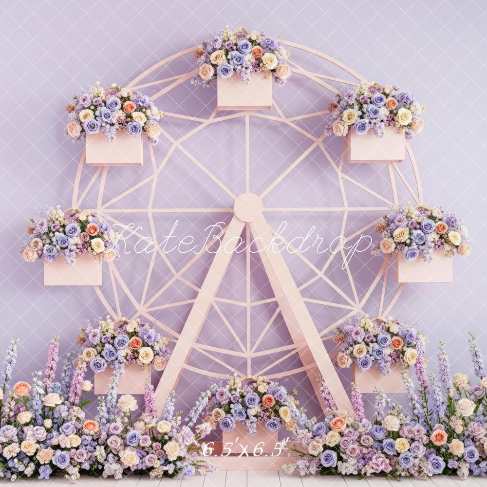 Kate Ferris Wheel Floral Pastel Backdrop Designed by Patty Robert