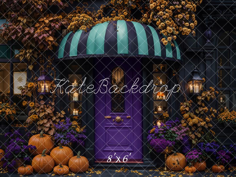 Kate Halloween Pumpkins Purple Door Fleece Backdrop Designed by Emetselch -UK
