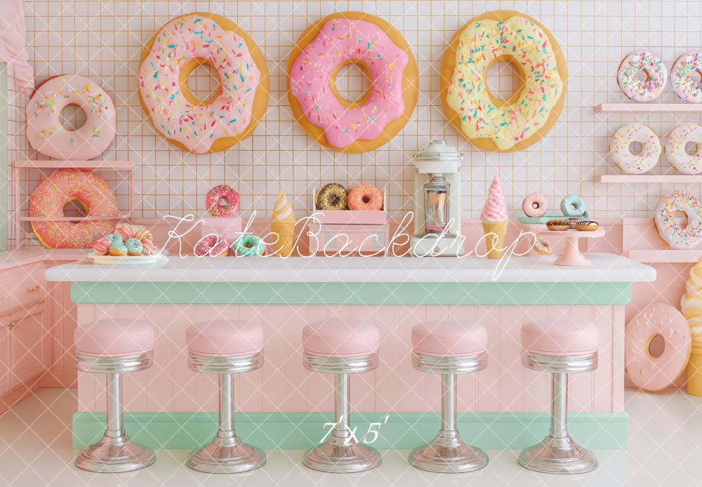 Kate Retro Diner Donuts Pastel Backdrop Designed by Patty Robert -UK