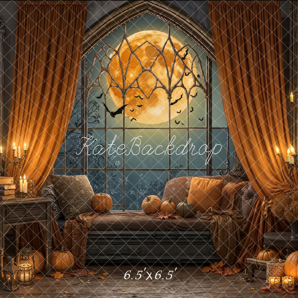 Kate Halloween Moon Pumpkins Window Backdrop Designed by Emetselch -UK