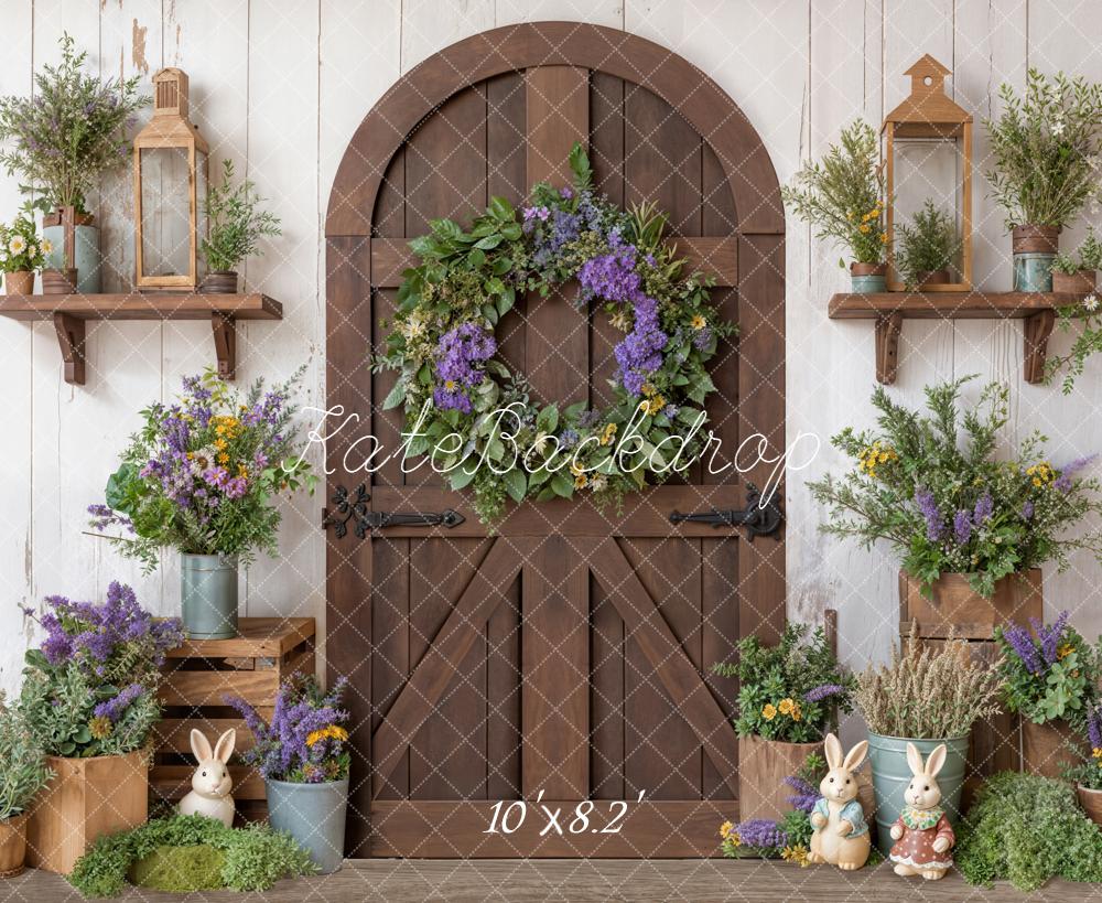 Kate Easter Bunny Floral Wooden Arch Door Backdrop Designed by Emetselch -UK