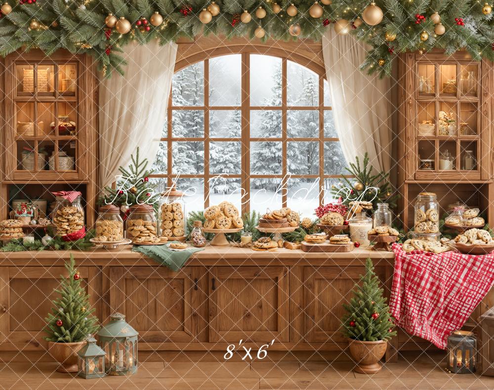 Kate Christmas Cookie Wooden Cabinet Fleece Backdrop Designed by Emetselch -UK