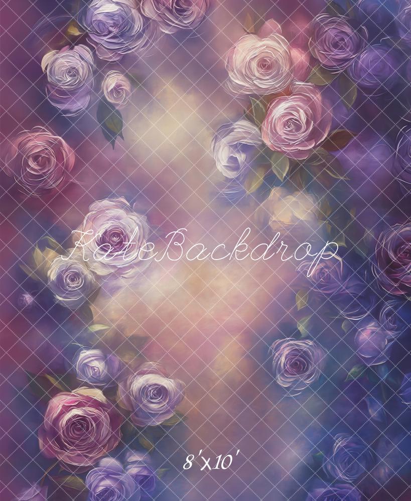 Kate Floral Roses Purple Fleece Backdrop Designed by Emetselch -UK