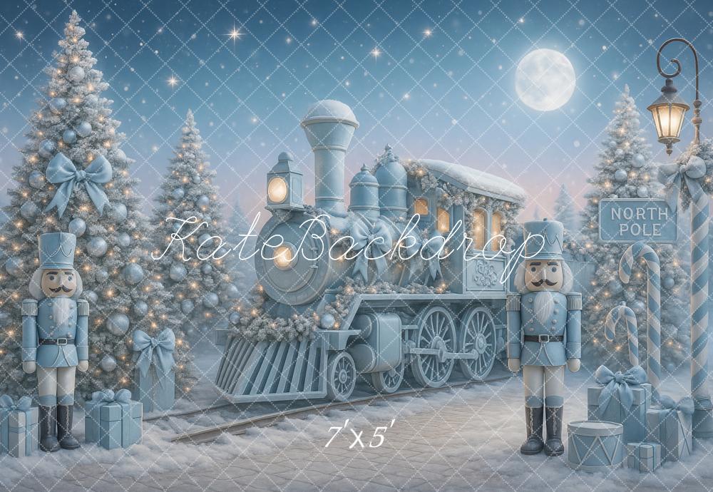 Kate Christmas Polar Train Nutcracker Blue Backdrop Designed by Ashley Paul