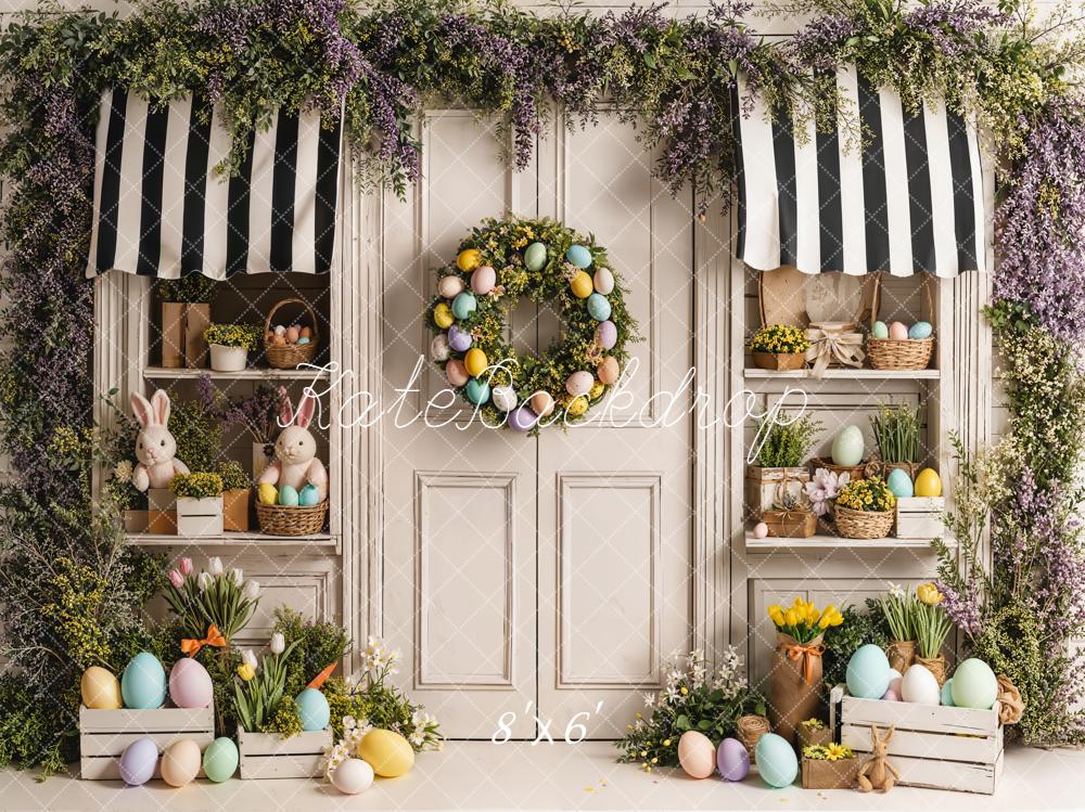 Kate Easter Bunny Eggs Floral Door Backdrop Designed by Emetselch