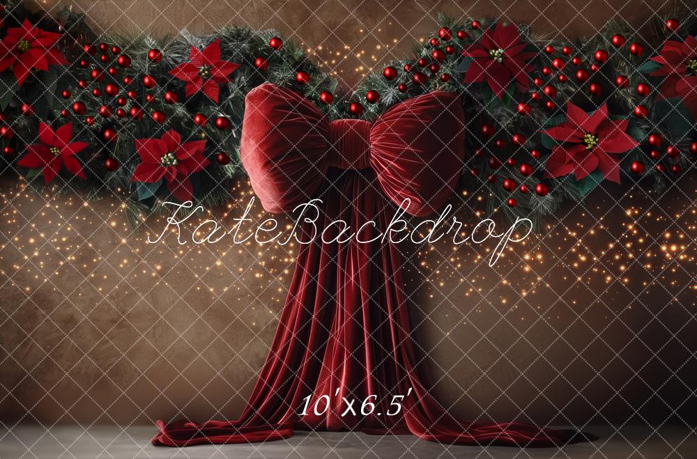 Kate Christmas Red Bow Garland Backdrop Designed by Mini MakeBelieve -UK