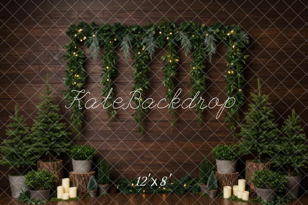 Kate Christmas Garland Candles Wood Texture Backdrop Designed by Patty Robert