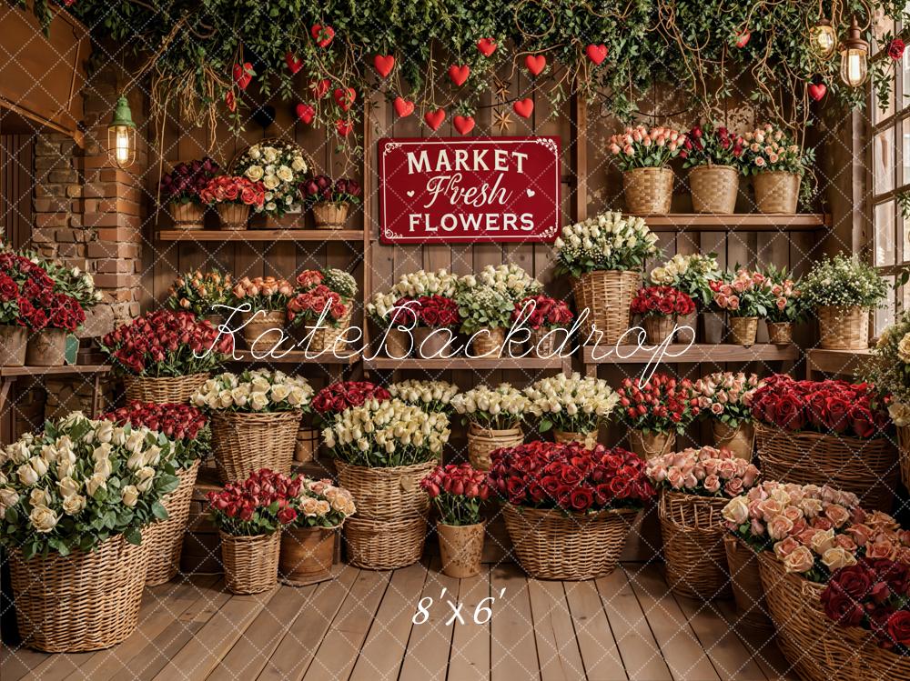 Kate Flower Market Baskets Fleece Backdrop Designed by Emetselch