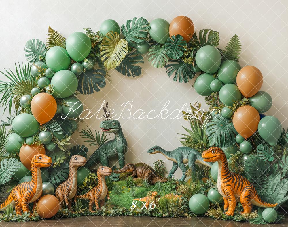 Kate Dinosaur Jungle Balloon Arch Fleece Backdrop Designed by Emetselch -UK