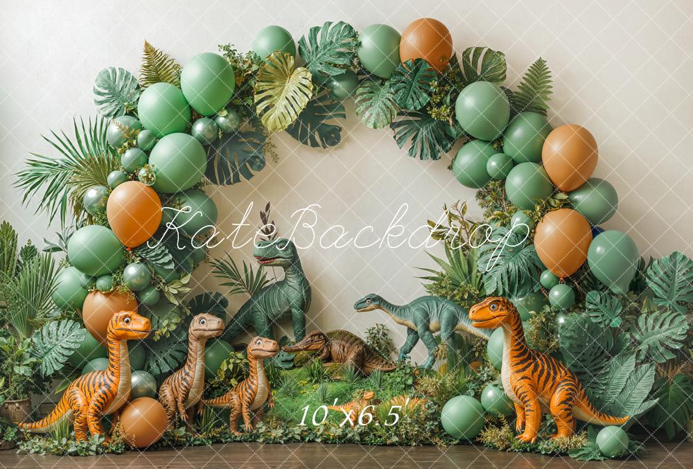 Kate Dinosaur Jungle Balloon Arch Fleece Backdrop Designed by Emetselch -UK