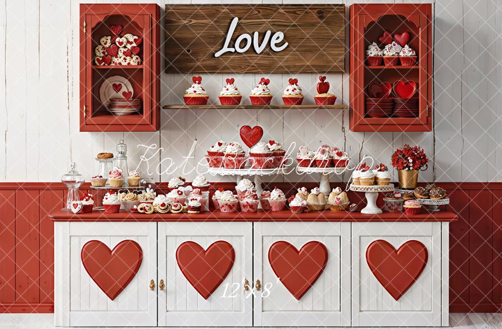 Kate Valentine Heart Cabinet Dessert Table Fleece Backdrop Designed by Emetselch -UK