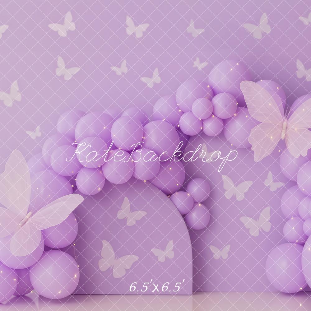 Kate Purple Balloons Butterfly Pattern Backdrop Designed by Patty Robert -UK