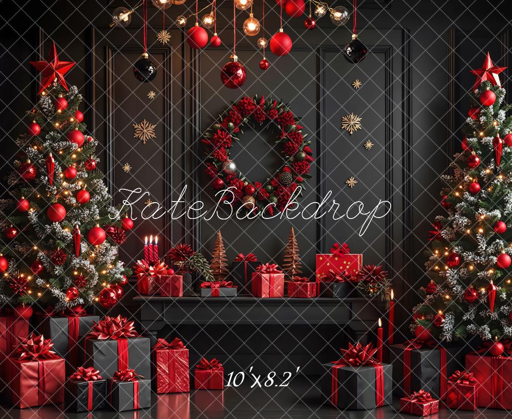 Kate Christmas Trees Wreath Presents Backdrop Designed by Mini MakeBelieve -UK