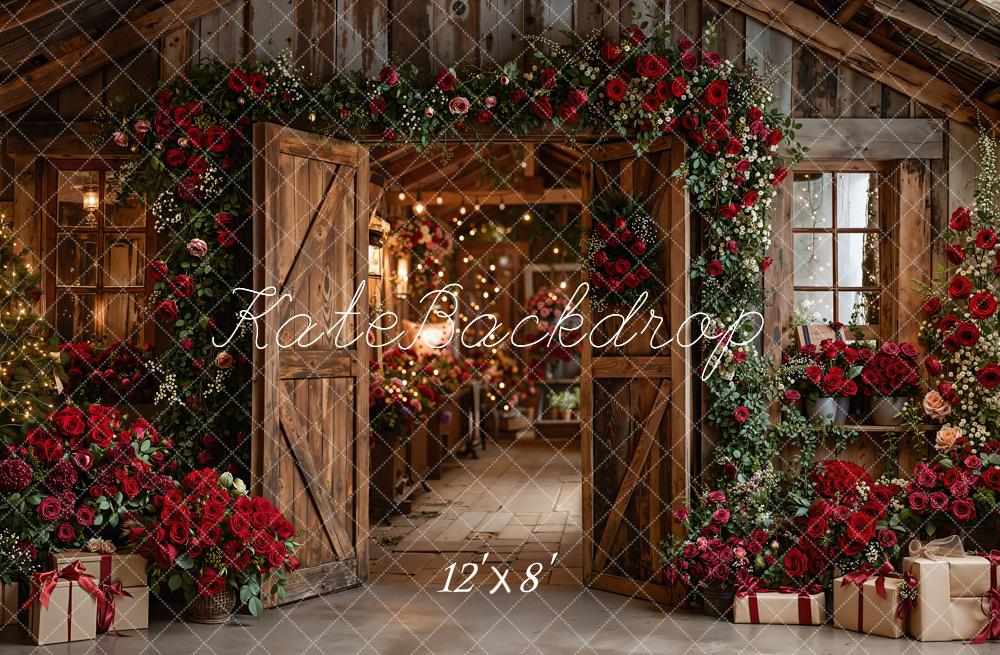 Kate Valentine Rose Wooden Barn Gifts Fleece Backdrop Designed by Emetselch