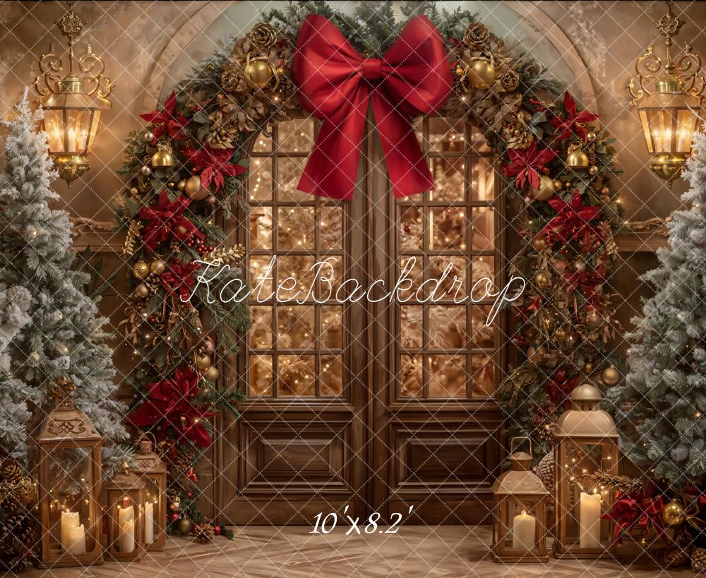 Kate Christmas Floral Arch Lantern Trees Backdrop Designed by Emetselch -UK