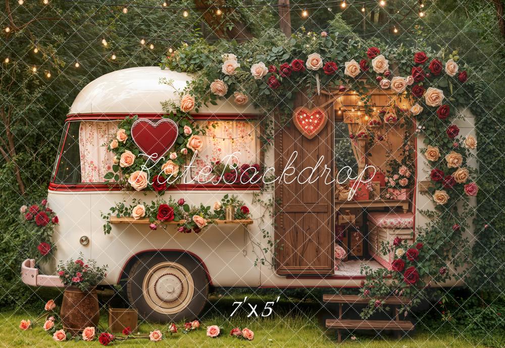 Kate Valentine Caravan Floral Heart Garland Backdrop Designed by Emetselch -UK