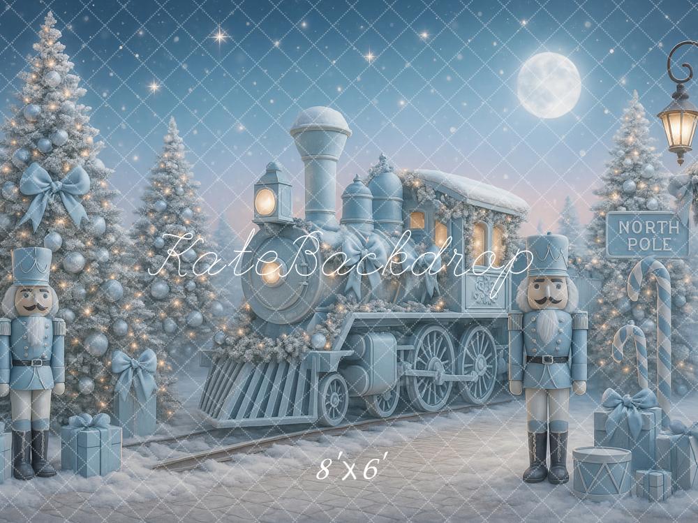 Kate Christmas Polar Train Nutcracker Blue Backdrop Designed by Ashley Paul