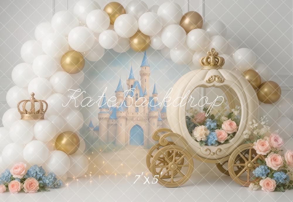 Kate Fairy Fantasy Castle Carriage Florals Balloons Backdrop Designed by Ashley Paul -UK