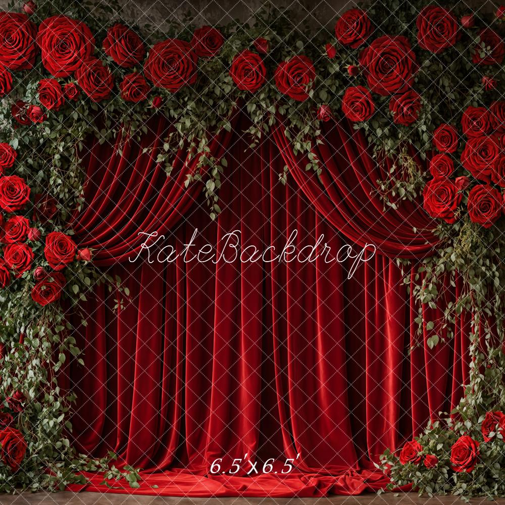 Kate Red Roses Curtain Backdrop Designed by Emetselch