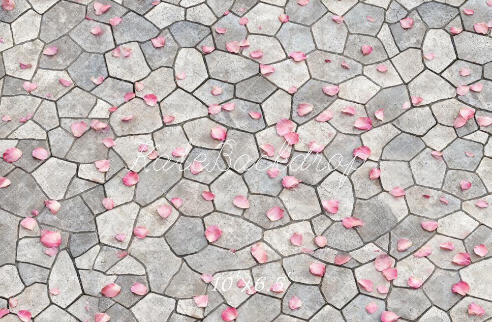 Kate Cobblestone Floor Pink Petals Backdrop Designed by Emetselch