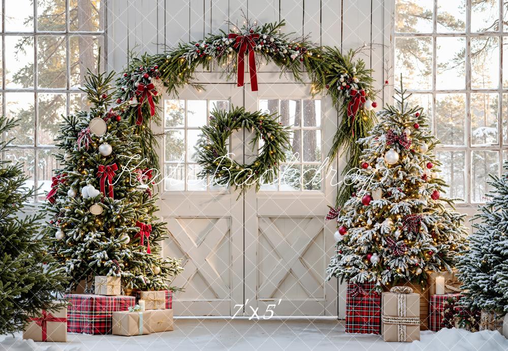 Kate Christmas Trees Arch Presents Rustic Backdrop Designed by Emetselch