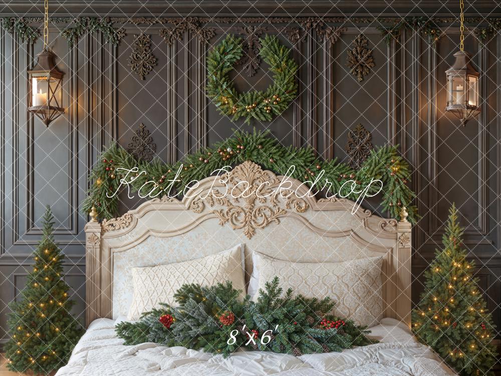 Kate Christmas Bed Wreath Fleece Backdrop Designed by Emetselch -UK