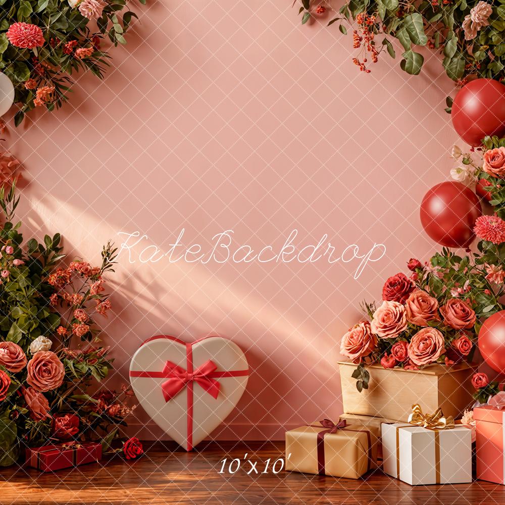 Kate Valentine Roses Balloons Presents Pink Backdrop Designed by Emetselch
