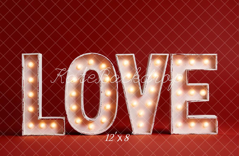 Kate Valentine Love Light Up Letters Red Backdrop Designed by Emetselch