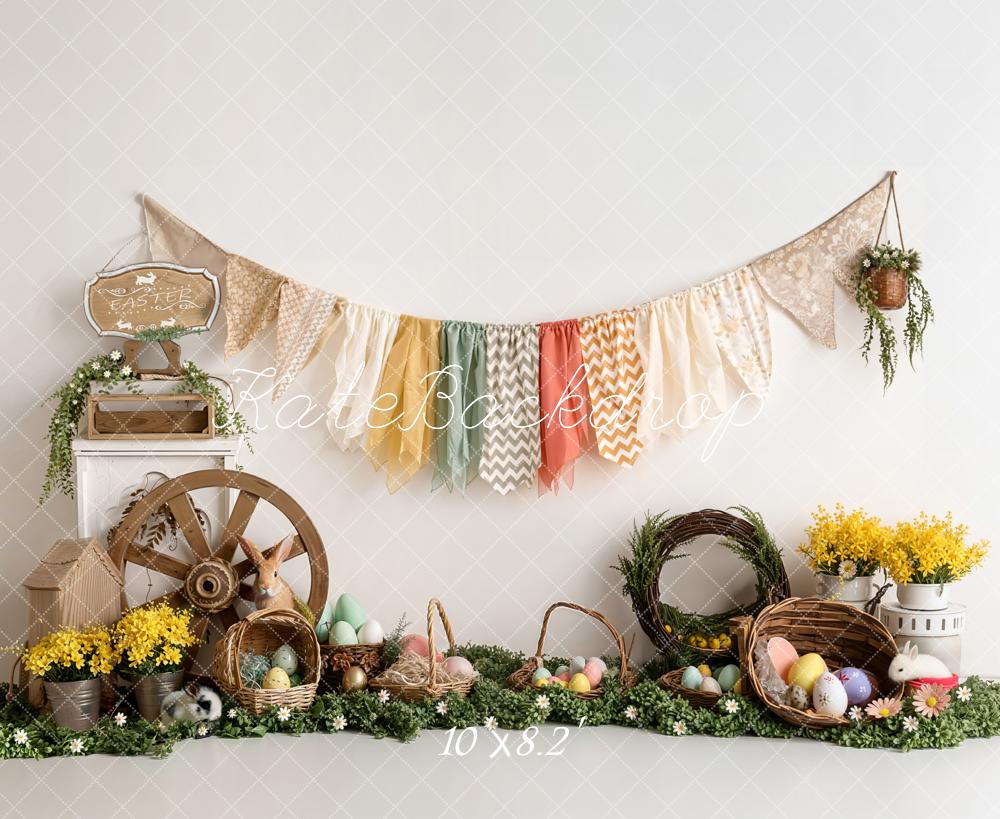 Kate Easter Bunny Eggs Wagon Basket Garland Backdrop Designed by Emetselch