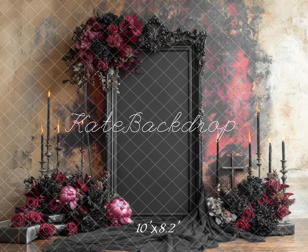 Kate Gothic Floral Candles Ornate Frame Backdrop Designed by Mini MakeBelieve -UK