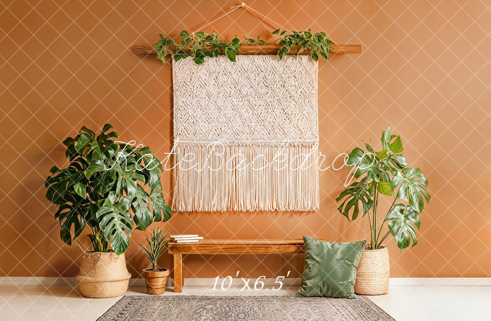 Kate Boho Macrame Bench Green Plants Backdrop Designed by Emstselch
