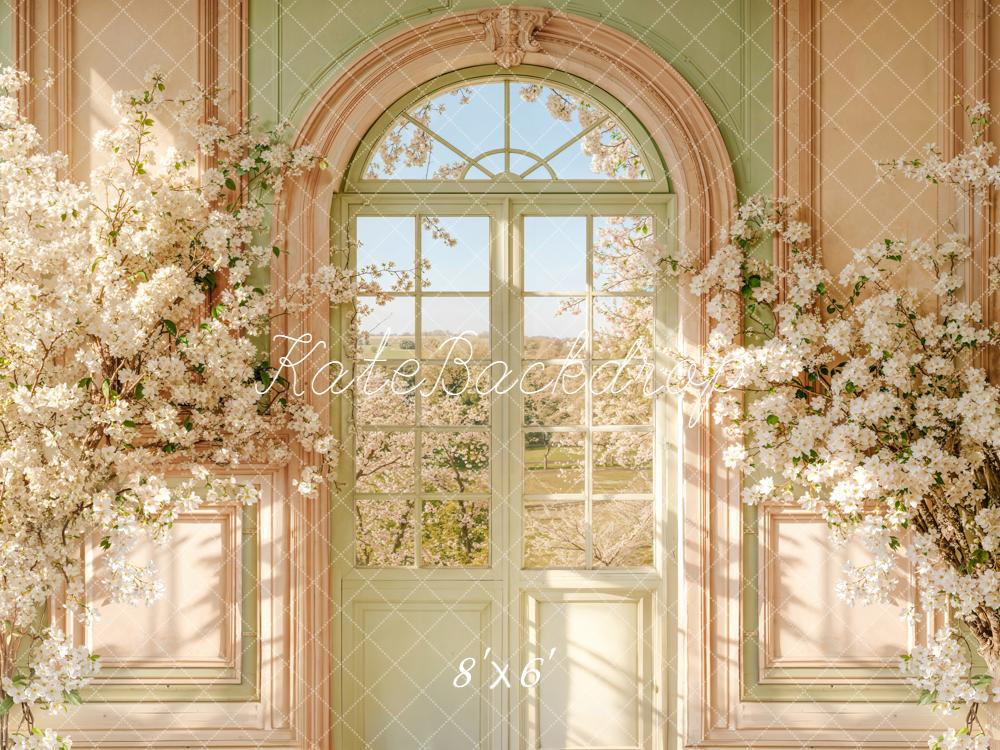 Kate Spring Arch Door White Floral Blossoms Backdrop Designed by Emetselch -UK