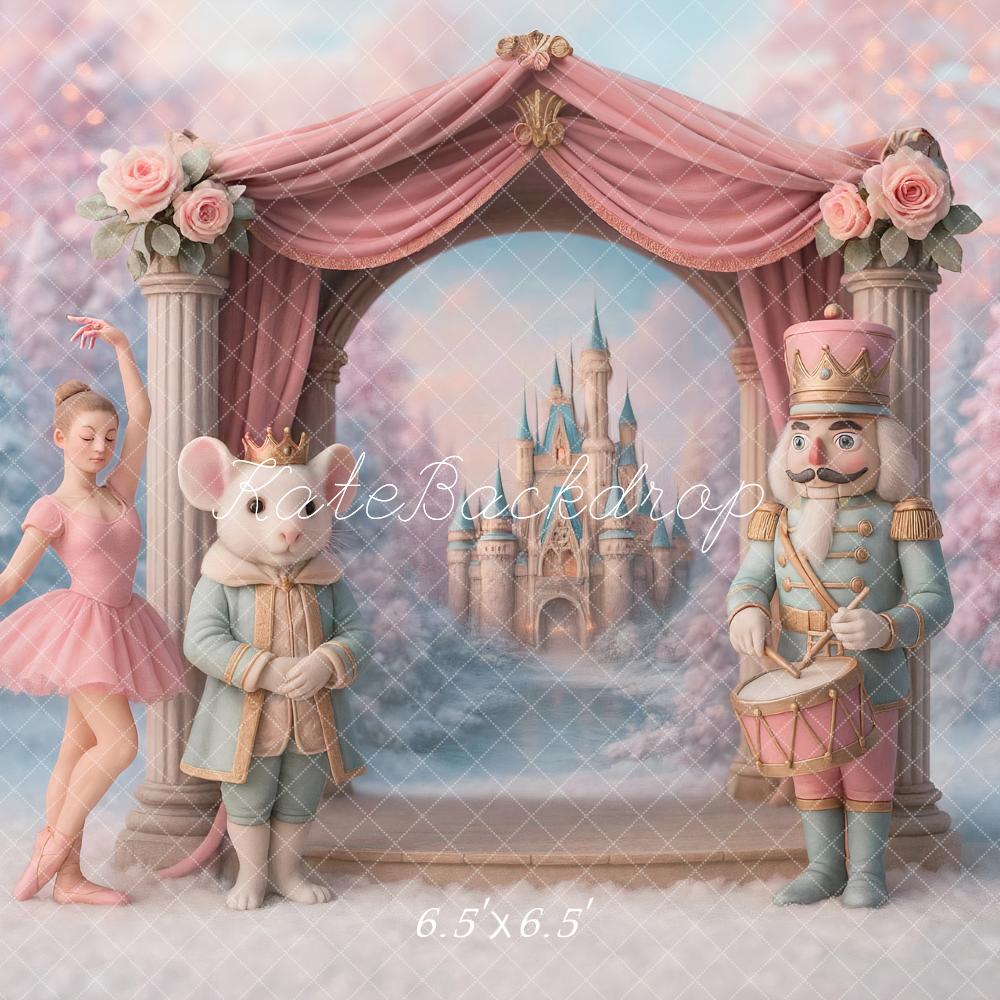 Kate Nutcracker Stage Castle Floral Arch Pink Backdrop Designed by Ashley Paul -UK