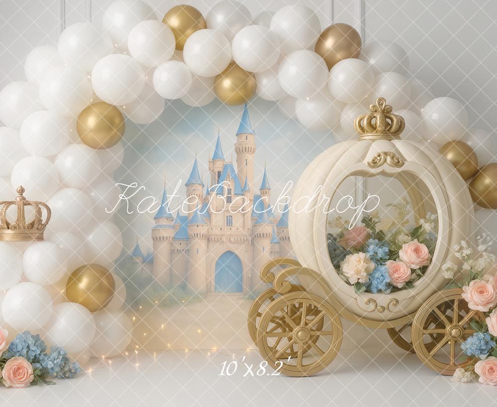 Kate Fairy Fantasy Castle Carriage Florals Balloons Backdrop Designed by Ashley Paul -UK