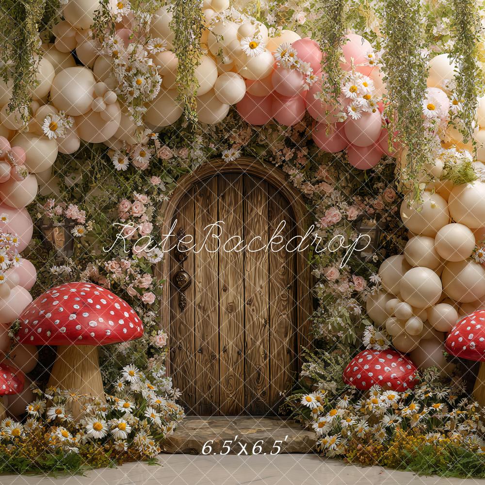Kate Fairy Fantasy Balloon Arch Mushrooms Backdrop Designed by Ashley Paul