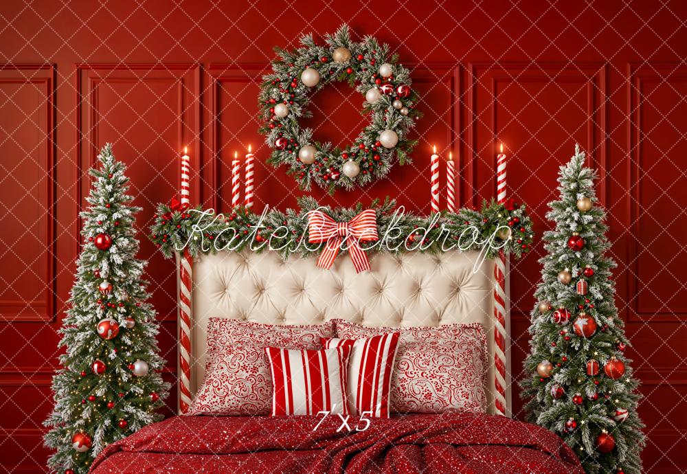 Kate Christmas Headboard Candy Cane Red Backdrop Designed by Emetselch -UK