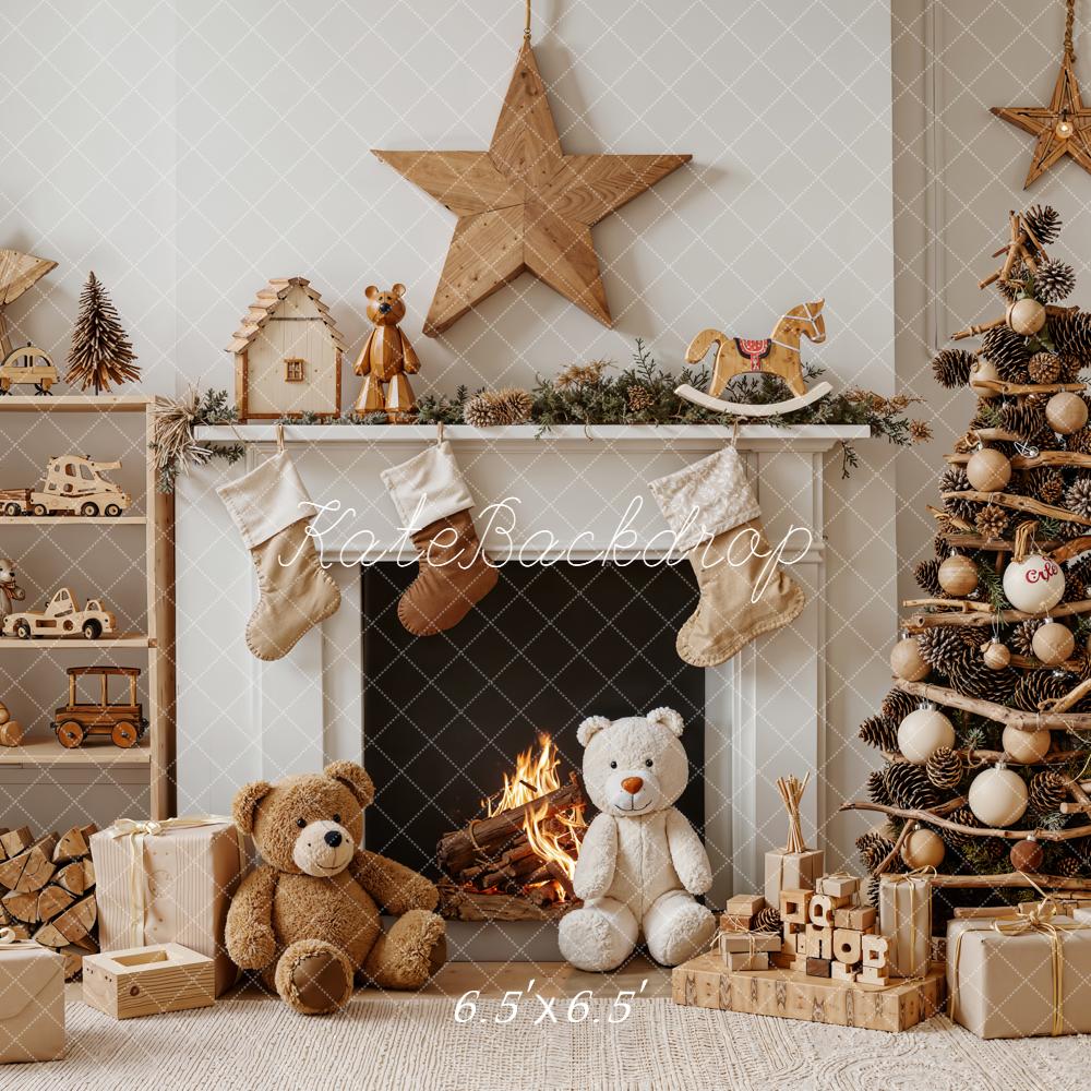 Kate Christmas Fireplace Tree Toys Backdrop Designed by Emetselch -UK