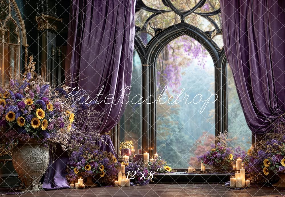 Kate Purple Curtains Candlelight Window Fleece Backdrop Designed by Emetselch -UK