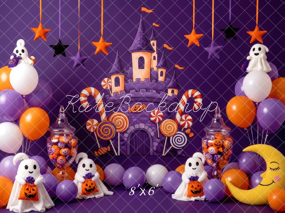Kate Halloween Castle Candy Ghosts Balloons Backdrop Designed by Patty Robert