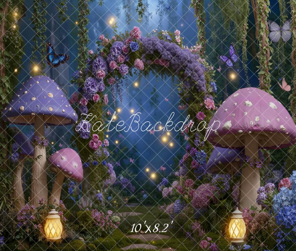 Kate Fairy Fantasy Mushroom Floral Arch Fleece Backdrop Designed by Emetselch